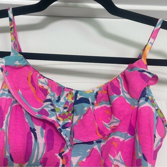 Lilly Pulitzer Colorful Floral Mini Romper Kids Size XL 12-14 Tropical Beach - Picture 3 of 9